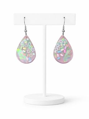 Sparkling Pink Teardrop Star Resin Earrings - Women Jewelry